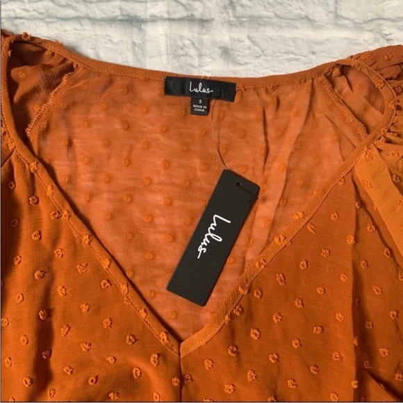 NWT Lulu’s Thrills and Frills Swiss Dot Ruffled Top - Picture 5 of 15